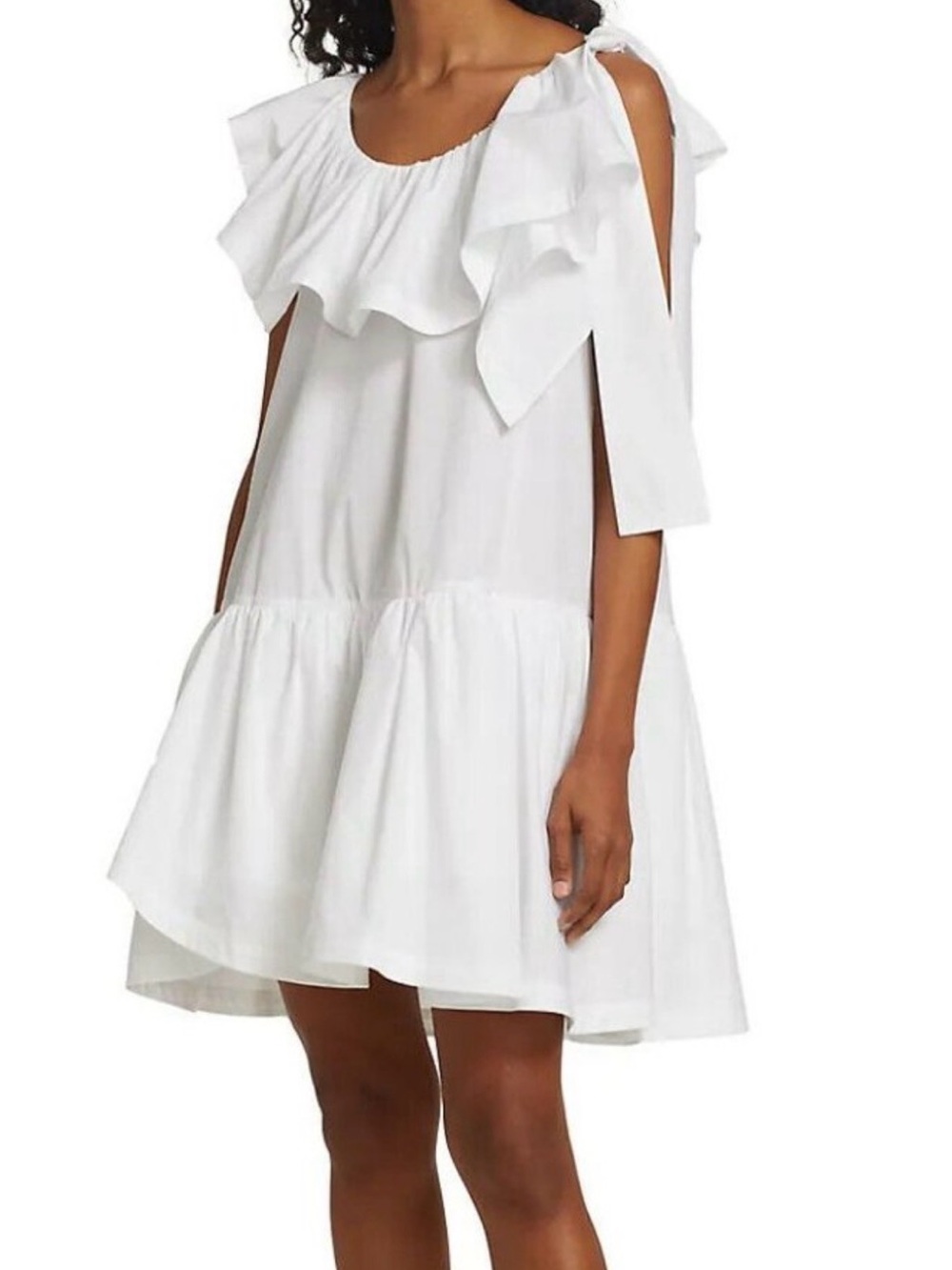 3.1 Phillip Lim White Ruffle Tie-Shoulder Mini Dress - Picture 1 of 4